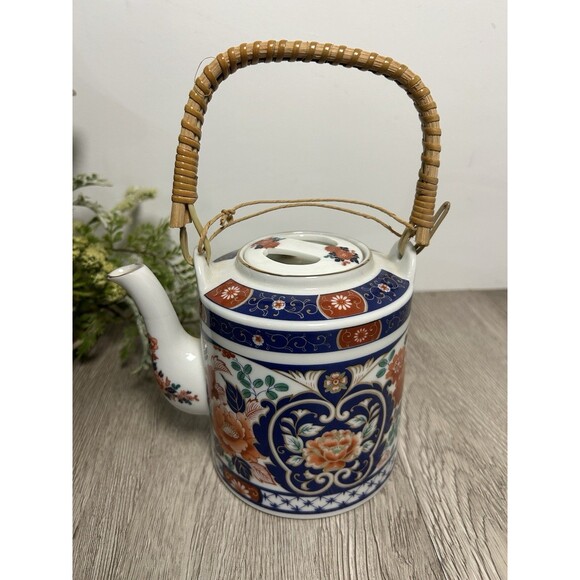 Vintage Japanese Tea Pot With Lid Bamboo Handle By Fred Roberts Co San Francisco - Picture 1 of 9